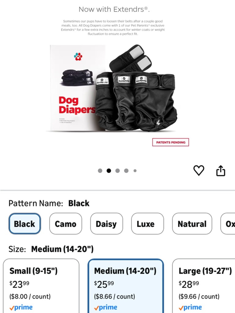 Black Washable Dog Diaper - Secure Fit - Picture 4 of 6